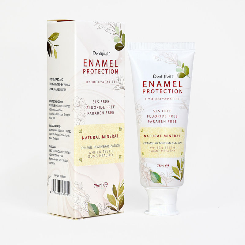 Φρέσκια 75 ml οδοντόκρεμα - Υδροξιαπατίτης SLS - Χωρίς Φθοριούχο Χωρίς Φυσικό Ορυκτό για Επαναμιναρικοποίηση Εμύλου