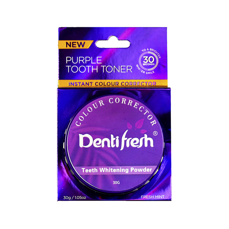 Νέο DentiFresh Purple Tooth Toner - άμεση διόρθωση χρώματος, λευκαντική σκόνη δοντιών, 30G