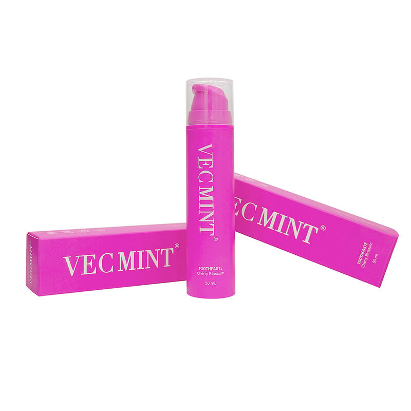 VECMINT Cherry Blossom οδοντόκρεμα 50mL - Σχεδιασμός φιάλης αντλίας Χωρίς φθοριούχο οδοντόκρεμα για απαλά δόντια Καθαρή και φρέσκια αναπνοή