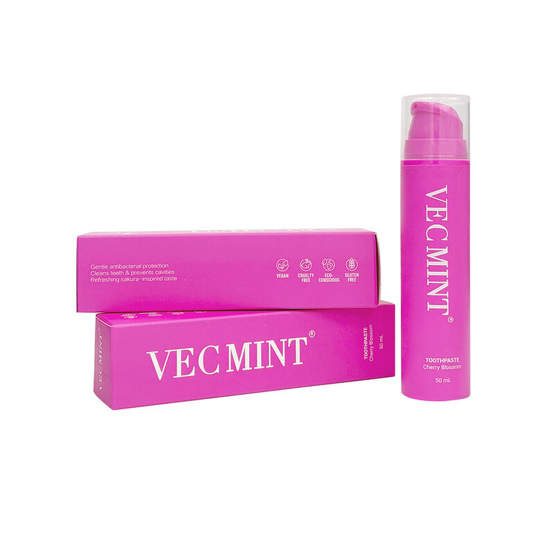 VECMINT Cherry Blossom οδοντόκρεμα 50mL - Σχεδιασμός φιάλης αντλίας Χωρίς φθοριούχο οδοντόκρεμα για απαλά δόντια Καθαρή και φρέσκια αναπνοή
