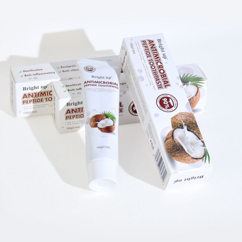 Antimicrobial Peptide Toothpaste Bright up 100g Coconut Flavor 90% Natural Non Harmful Additives Bulk Wholesale Oral Care Products