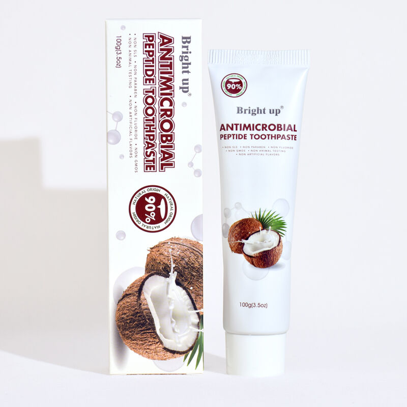 Antimicrobial Peptide Toothpaste Bright up 100g Coconut Flavor 90% Natural Non Harmful Additives Bulk Wholesale Oral Care Products